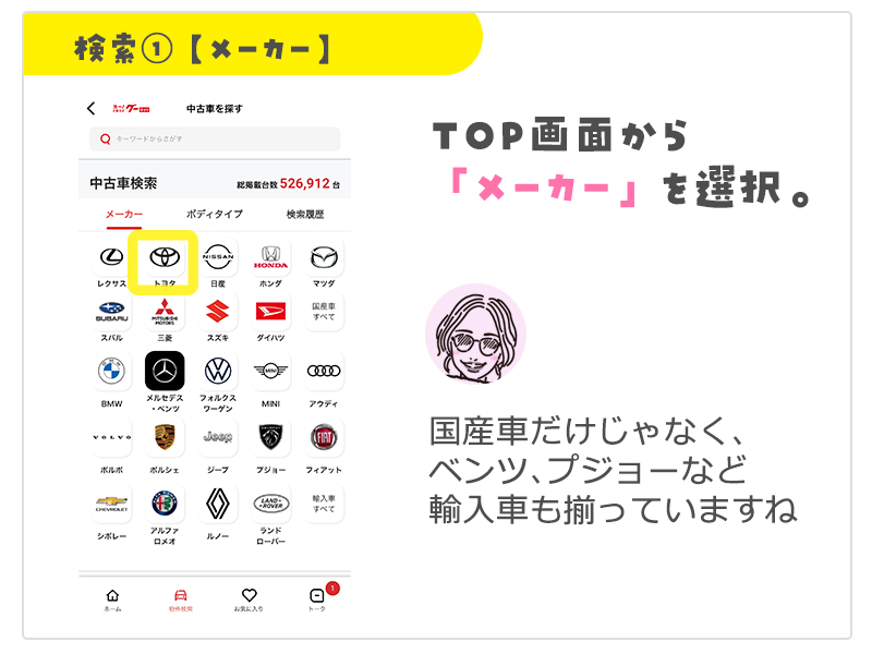 メーカー検索の説明